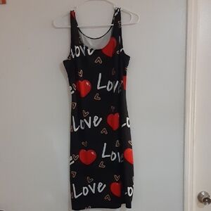 Black Love Print Dress